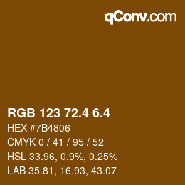 カラーコード: RGB 123 72.4 6.4 | qconv.com