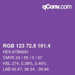 カラーコード: RGB 123 72.8 161.4 | qconv.com