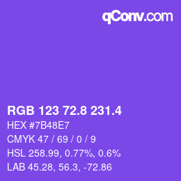 カラーコード: RGB 123 72.8 231.4 | qconv.com