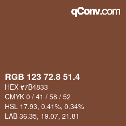 カラーコード: RGB 123 72.8 51.4 | qconv.com