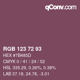颜色代码: RGB 123 72 93 | qconv.com