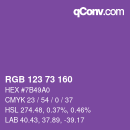 Color code: RGB 123 73 160 | qconv.com