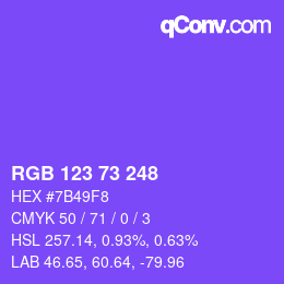 Color code: RGB 123 73 248 | qconv.com