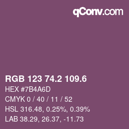 カラーコード: RGB 123 74.2 109.6 | qconv.com