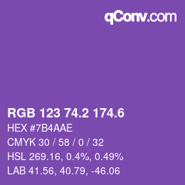 カラーコード: RGB 123 74.2 174.6 | qconv.com