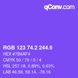 カラーコード: RGB 123 74.2 244.6 | qconv.com