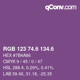 カラーコード: RGB 123 74.6 134.6 | qconv.com