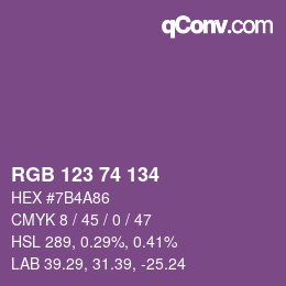 Color code: RGB 123 74 134 | qconv.com