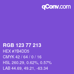 Farbcode: RGB 123 77 213 | qconv.com