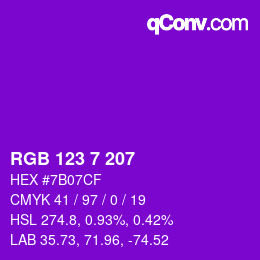 颜色代码: RGB 123 7 207 | qconv.com