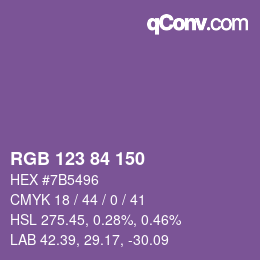 颜色代码: RGB 123 84 150 | qconv.com