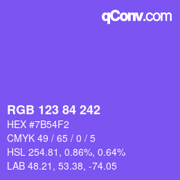 カラーコード: RGB 123 84 242 | qconv.com