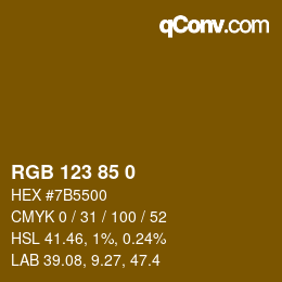 カラーコード: RGB 123 85 0 | qconv.com