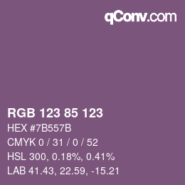 Color code: RGB 123 85 123 | qconv.com