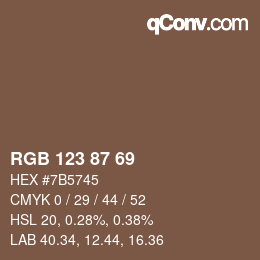 Farbcode: RGB 123 87 69 | qconv.com