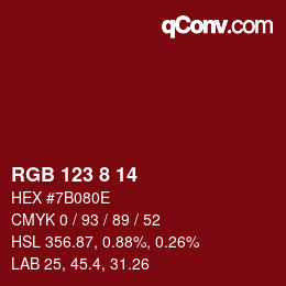 Color code: RGB 123 8 14 | qconv.com