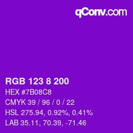 Color code: RGB 123 8 200 | qconv.com