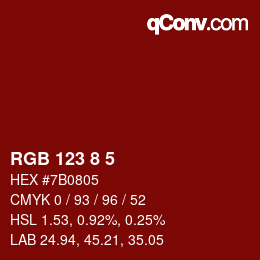 カラーコード: RGB 123 8 5 | qconv.com