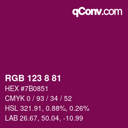 Color code: RGB 123 8 81 | qconv.com