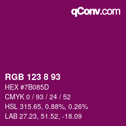 カラーコード: RGB 123 8 93 | qconv.com