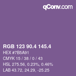 カラーコード: RGB 123 90.4 145.4 | qconv.com