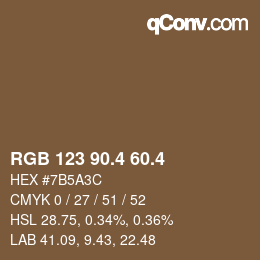 カラーコード: RGB 123 90.4 60.4 | qconv.com