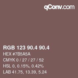 カラーコード: RGB 123 90.4 90.4 | qconv.com