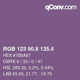 カラーコード: RGB 123 90.8 135.4 | qconv.com
