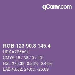 カラーコード: RGB 123 90.8 145.4 | qconv.com