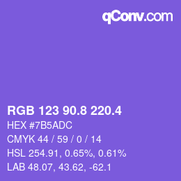 カラーコード: RGB 123 90.8 220.4 | qconv.com