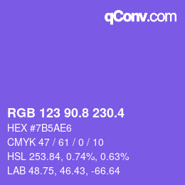 カラーコード: RGB 123 90.8 230.4 | qconv.com