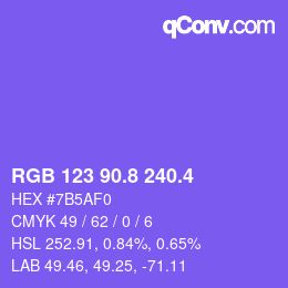 カラーコード: RGB 123 90.8 240.4 | qconv.com