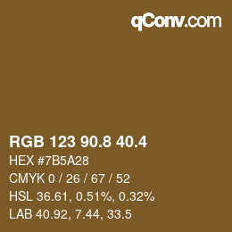カラーコード: RGB 123 90.8 40.4 | qconv.com