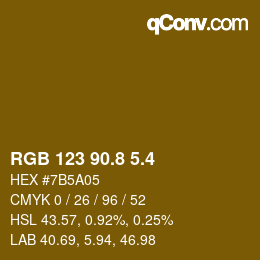 カラーコード: RGB 123 90.8 5.4 | qconv.com