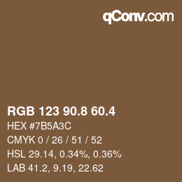 カラーコード: RGB 123 90.8 60.4 | qconv.com