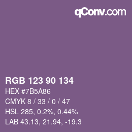 カラーコード: RGB 123 90 134 | qconv.com