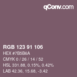 Farbcode: RGB 123 91 106 | qconv.com