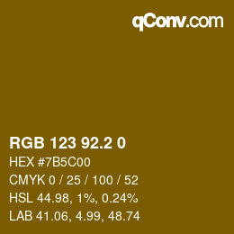 カラーコード: RGB 123 92.2 0 | qconv.com