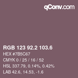 カラーコード: RGB 123 92.2 103.6 | qconv.com