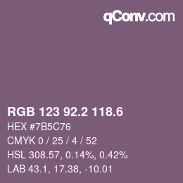 カラーコード: RGB 123 92.2 118.6 | qconv.com