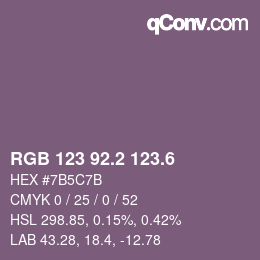 カラーコード: RGB 123 92.2 123.6 | qconv.com