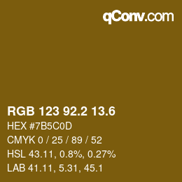 カラーコード: RGB 123 92.2 13.6 | qconv.com