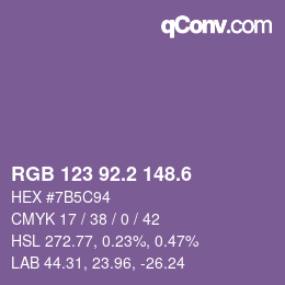 カラーコード: RGB 123 92.2 148.6 | qconv.com