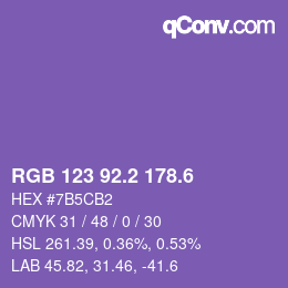 カラーコード: RGB 123 92.2 178.6 | qconv.com