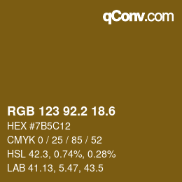 カラーコード: RGB 123 92.2 18.6 | qconv.com