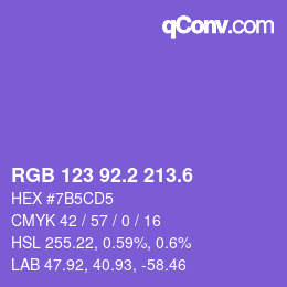 カラーコード: RGB 123 92.2 213.6 | qconv.com