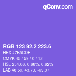 カラーコード: RGB 123 92.2 223.6 | qconv.com