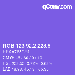 カラーコード: RGB 123 92.2 228.6 | qconv.com