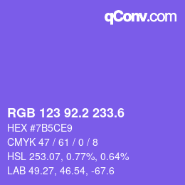 カラーコード: RGB 123 92.2 233.6 | qconv.com