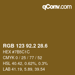 カラーコード: RGB 123 92.2 28.6 | qconv.com